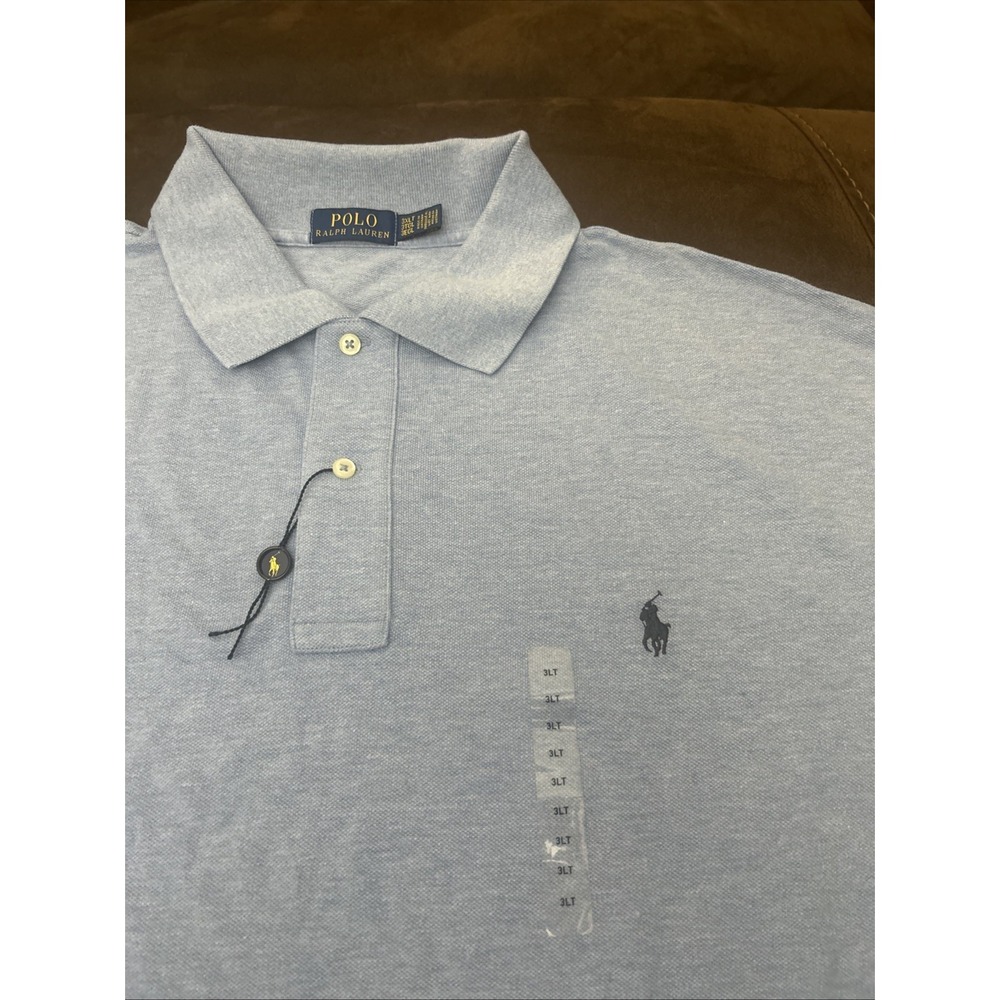 Mens Polo Ralph Lauren Classic Fit 3XLT Mesh Short Sleeve Polo Shirt Blue NWOT